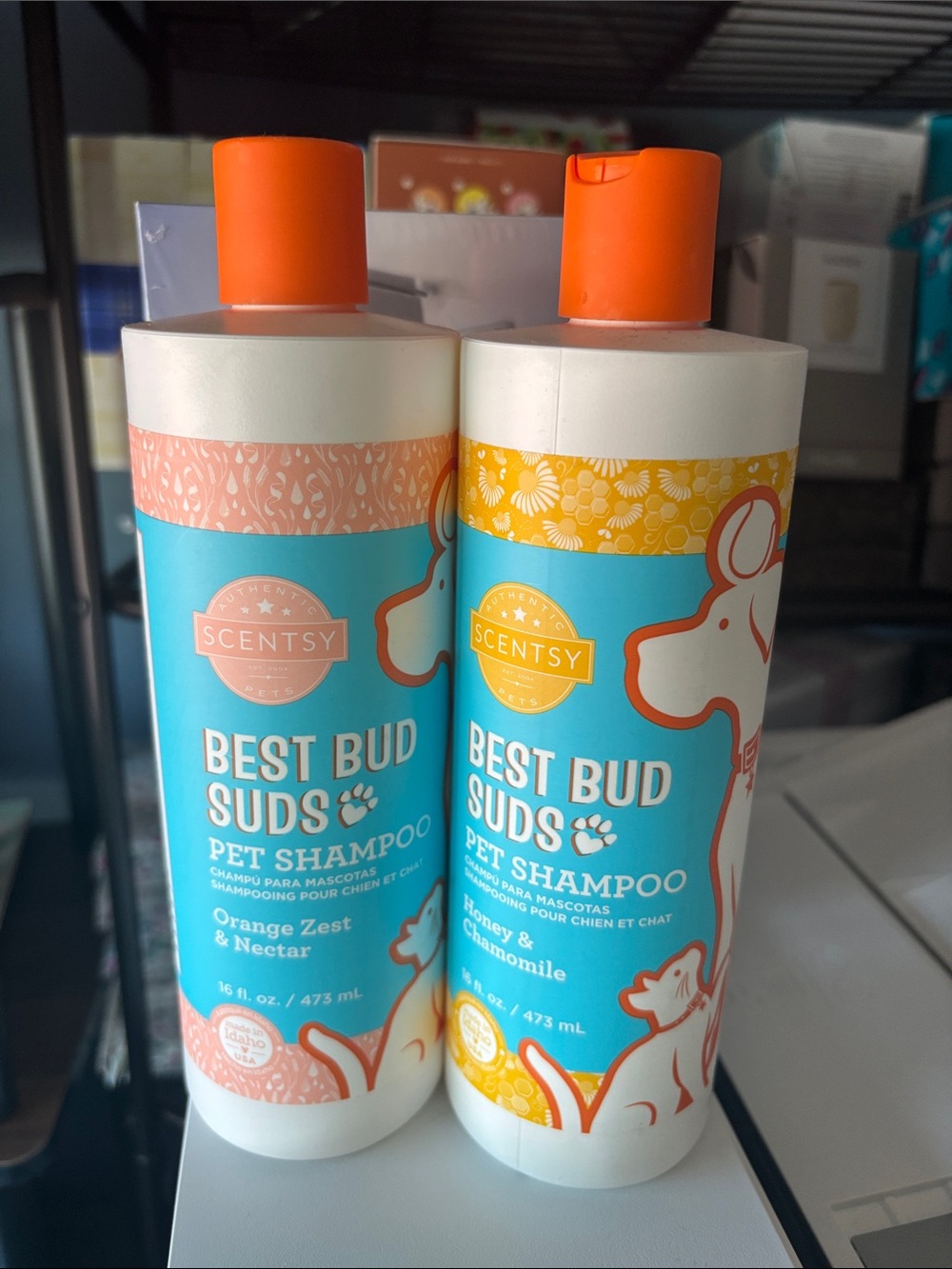 Scentsy Best Bud Suds Pet Shampoo - Blue with Orange Caps
